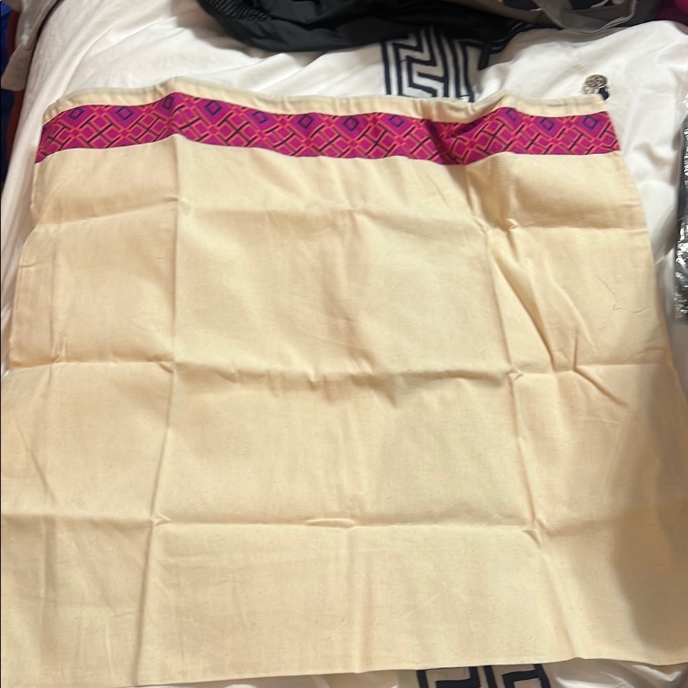 Tory Burch Cream and Pink Duster/ Travel Bag